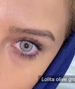 لنز رنگی لولیتا رنگ الیو گری طوسی دور دار