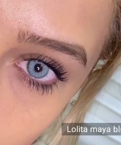 لنز رنگی لولیتا رنگ مایا بلو آبی دور دار